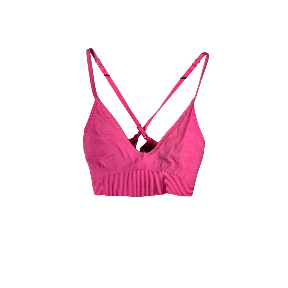 Lululemon Pink Sports Bra Ebb‎ to Street Ribbed Strappy Cross Back Yoga Small